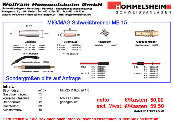 Sortimentskasten MIG/MAG-Brenner